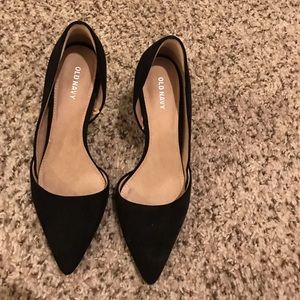 Black suede pumps